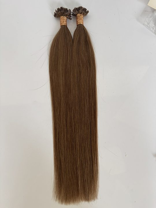 Chestnut Brown #6 Straight U Tip Fusion Hair Extensions – 100% Remy Human Hair | 100g Pack | 10''–30'' | Reusable | Ships from Canada