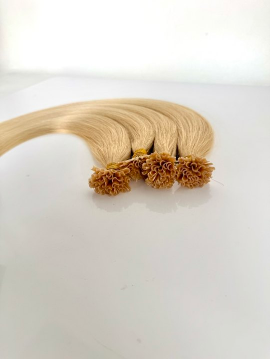 Ash Blonde #60 Straight U Tip Fusion Hair Extensions – 100% Remy Human Hair | 100g Pack | 10''–30'' | Reusable | Ships from Canada