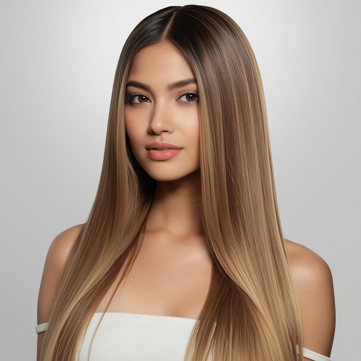 Premium Double Drawn Light Brown to Honey Blonde Highlight U-Tip Fusion Hair – 100% Remy Human Hair #6/#16 (30/70) | 50g Pack | 20’’ | Thick Ends | Reusable