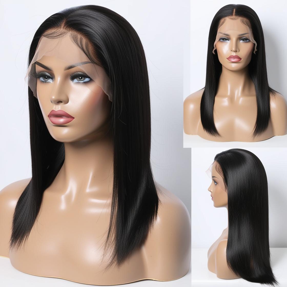 Natural Black #1B Straight Lace Frontal – 13x4 & 13x6 Transparent Lace | 100% Remy Human Hair | 12''–22'' | Seamless Hairline | Ships from Canada