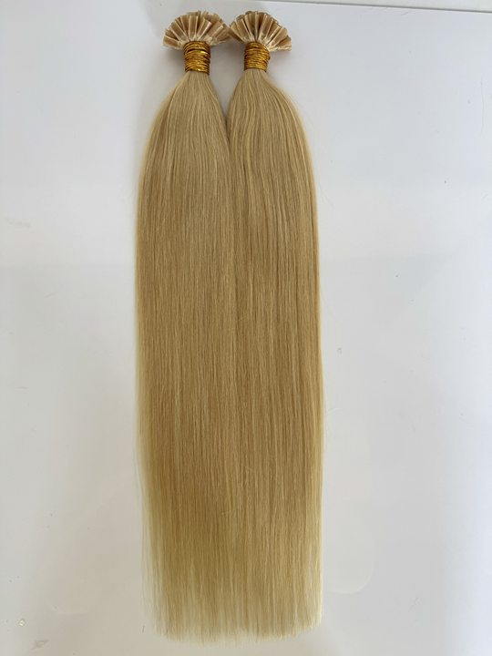 Ash Blonde #60 Straight U Tip Fusion Hair Extensions – 100% Remy Human Hair | 100g Pack | 10''–30'' | Reusable | Ships from Canada