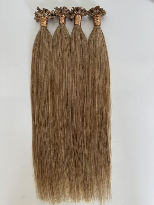 Dark Blonde #18 Straight U Tip Fusion Hair Extensions – 100% Remy Human Hair | 100g Pack | 10''–30'' | Reusable | Ships from Canada