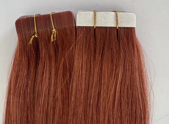 Copper Red #350 Tape-In Hair Extensions – 100% Remy Human Hair | 50g Pack | 10''–30'' | Reusable | Ships from Canada