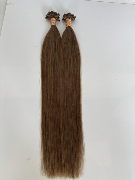Chestnut Brown #6 Straight U Tip Fusion Hair Extensions – 100% Remy Human Hair | 50g Pack | 10’’–30’’ | Keratin Pre-Bonded | Reusable