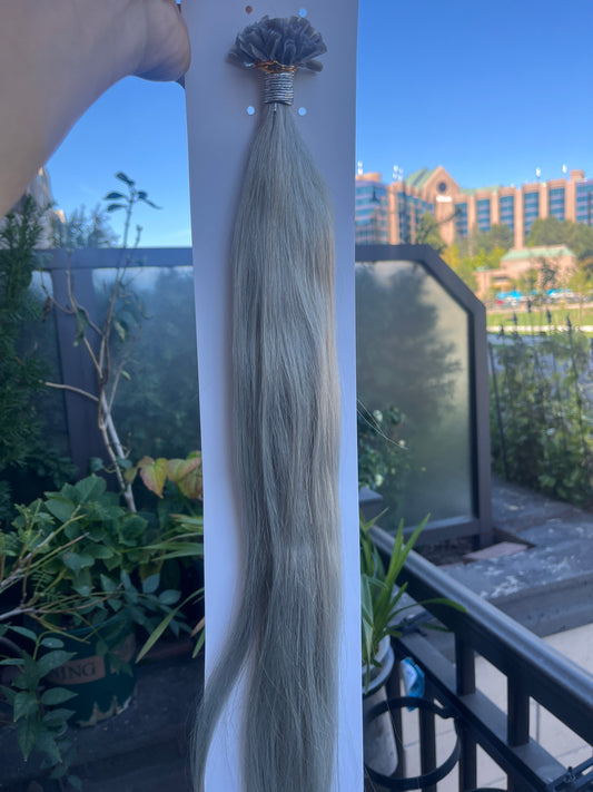 Silver Grey Straight U Tip Fusion Hair Extensions – 100% Remy Human Hair | 50g Pack | 10’’–30’’ | Keratin Pre-Bonded | Reusable