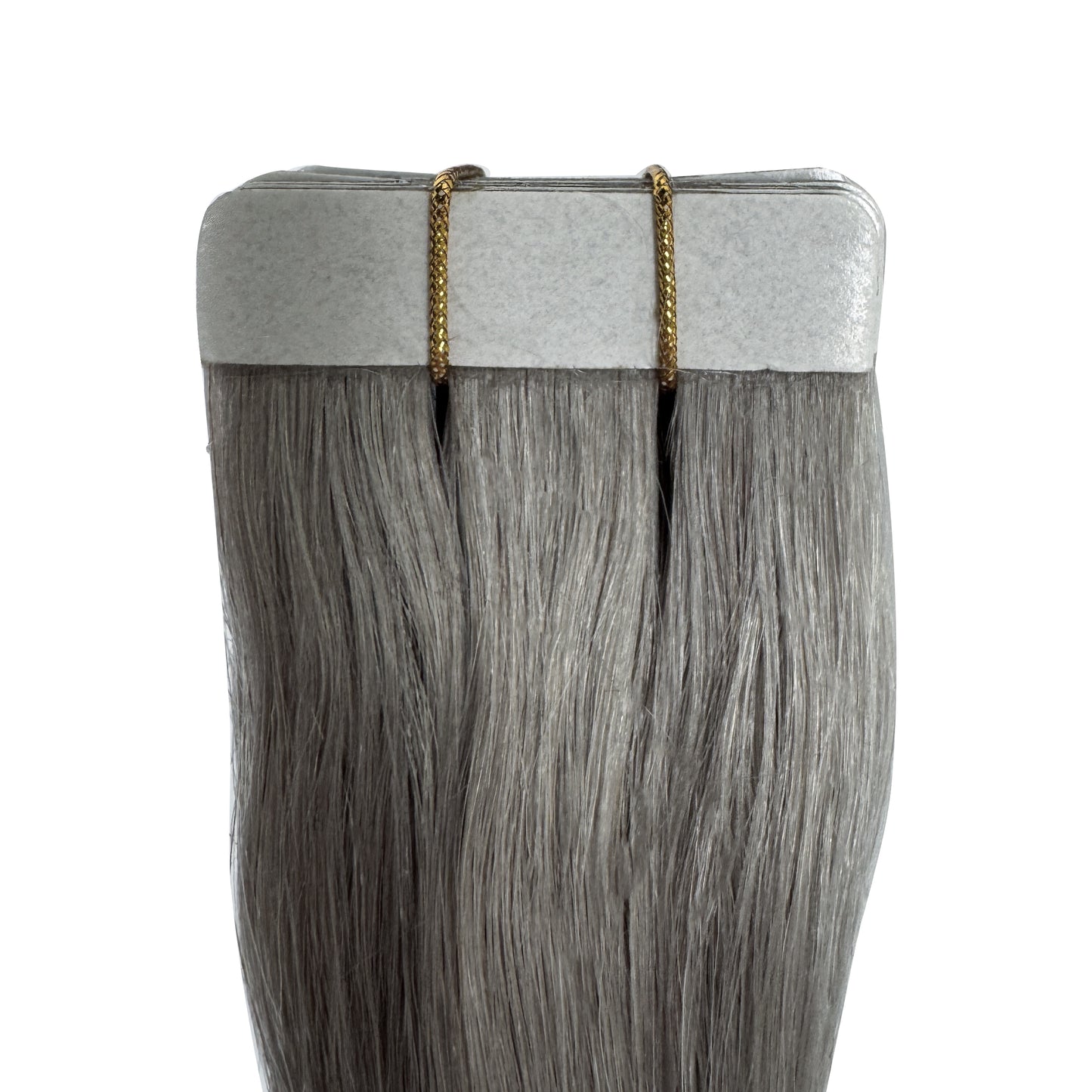 Silver/Grey Straight Tape-In Hair Extensions – 100% Remy Human Hair | 50g Pack | 10''–30'' | Reusable | Ships from Canada