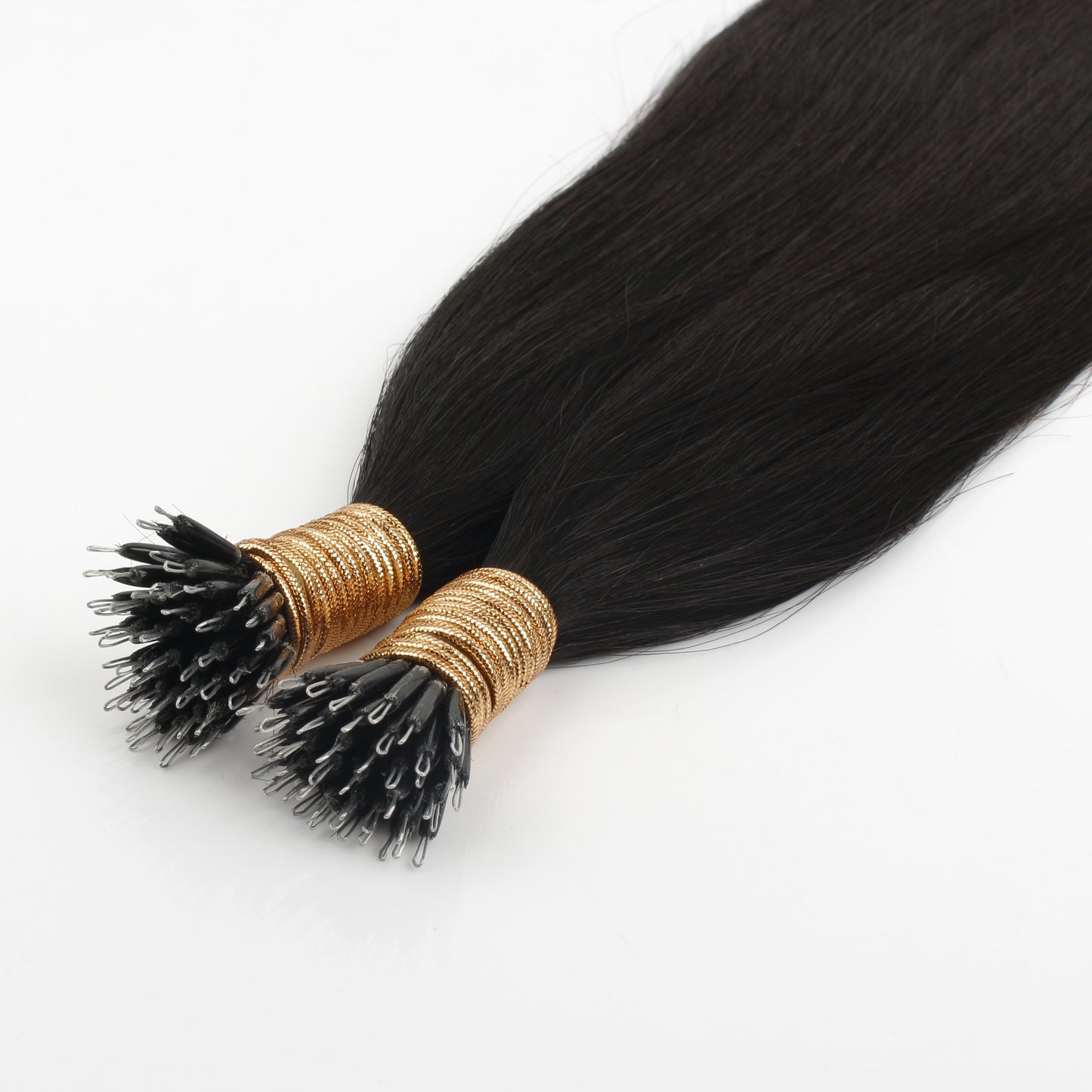 Natural Black #1B Straight Nano Beads Hair Extensions – 100% Remy Human Hair | 50g Pack (50 Strands) | Reusable | Ships from Canada