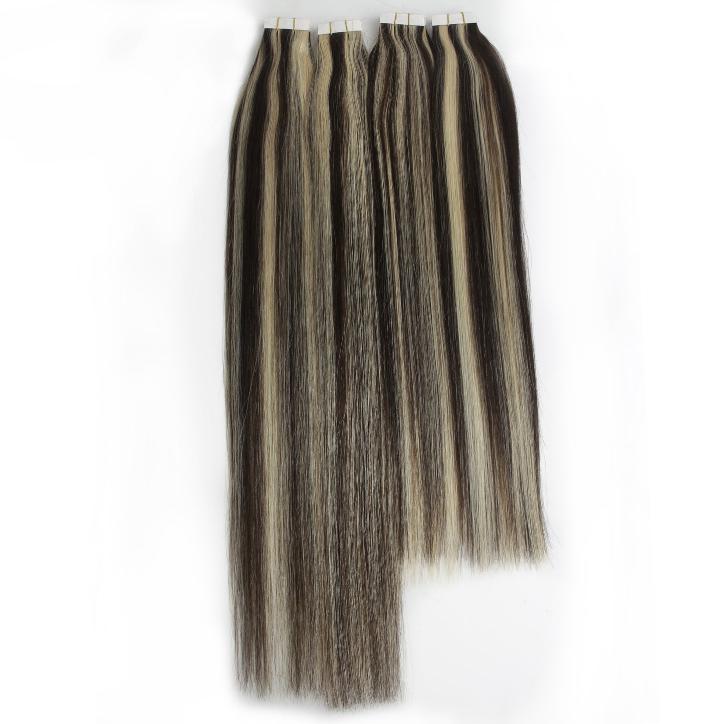 Deep Dark Brown & Golden Blonde Highlight #2/#613 Tape-In Hair Extensions – 100% Remy Human Hair | 20 Tapes (50g) | 10’’–30’’ | Reusable