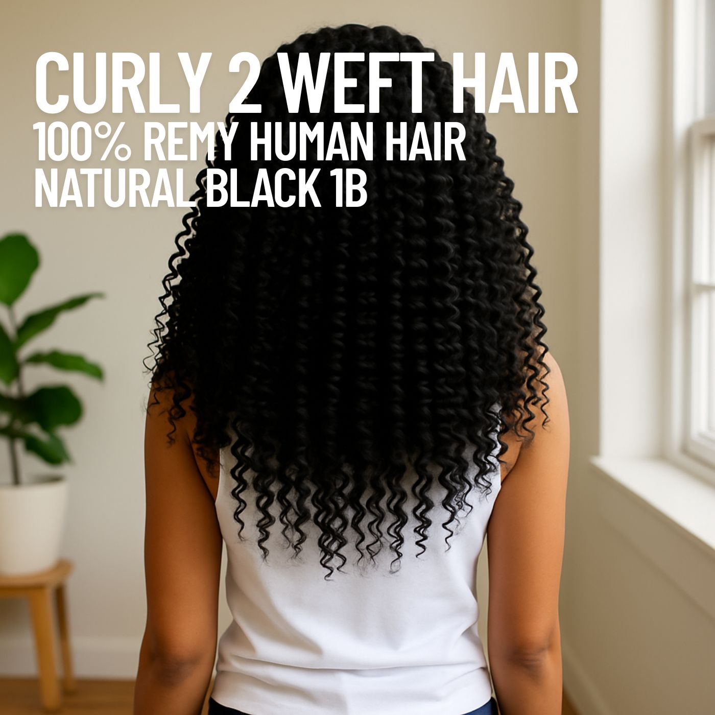 Natural Black #1B Weft Hair Extensions – Curly 2 | 100% Remy Human Hair | 100g Pack | 10''–30'' | Reusable | Ships from Canada
