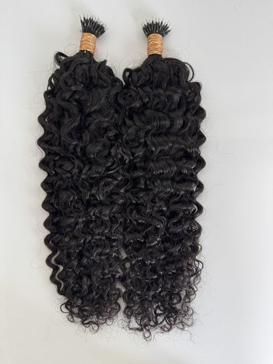Natural Black #1B Curly 2 Nano Beads Hair Extensions – 100% Remy Human Hair | 50g Pack (50 Strands) | Reusable | Ships from Canada