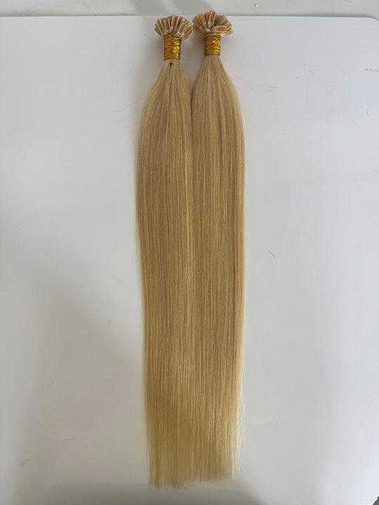 Ash Blonde #60 Straight U Tip Fusion Hair Extensions – 100% Remy Human Hair | 100g Pack | 10''–30'' | Reusable | Ships from Canada