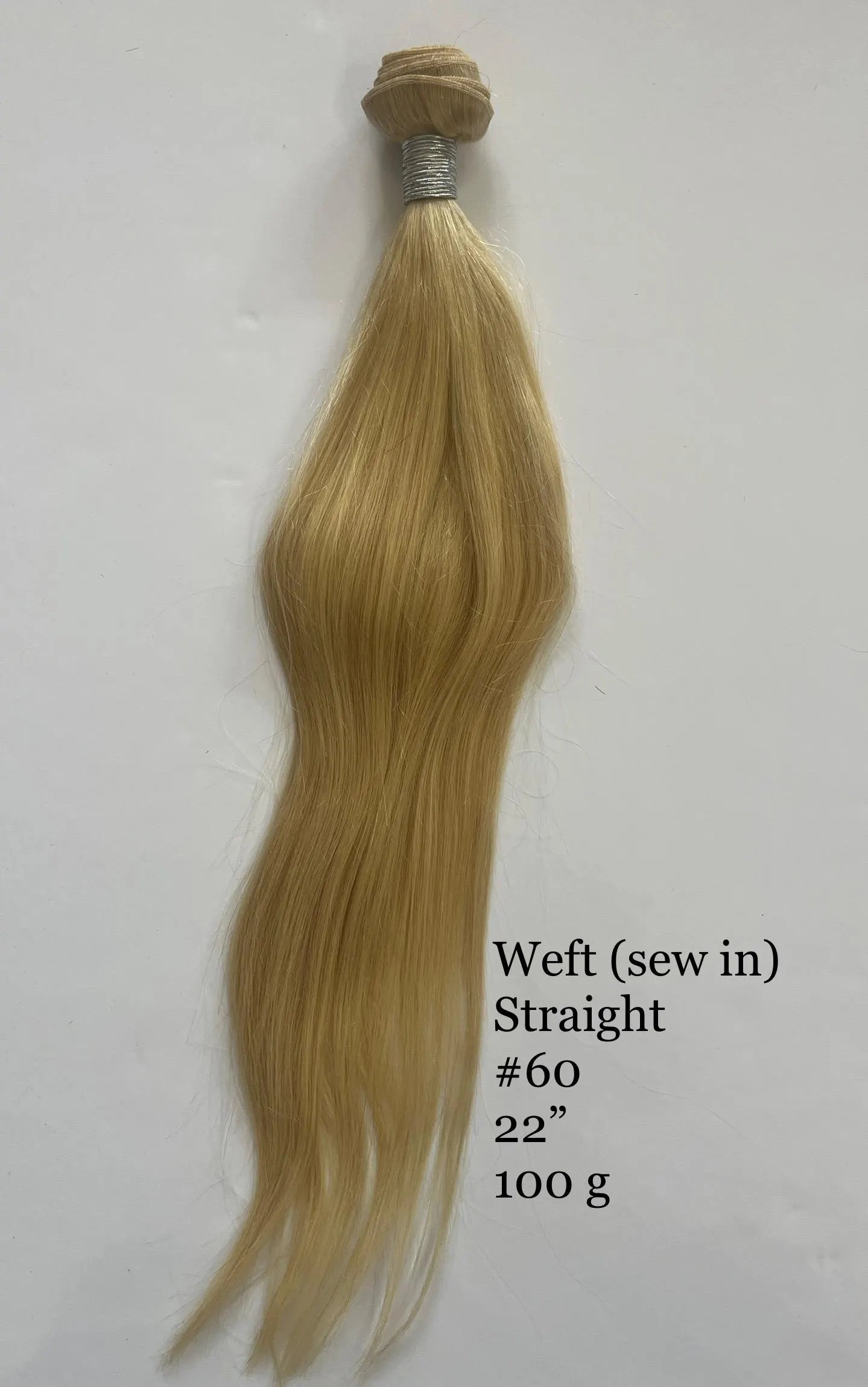 Light Blonde #60 Straight Weft Hair Extensions – 100% Remy Human Hair | 100g Bundle | 10’’–30’’ | Sew-In & DIY | Reusable