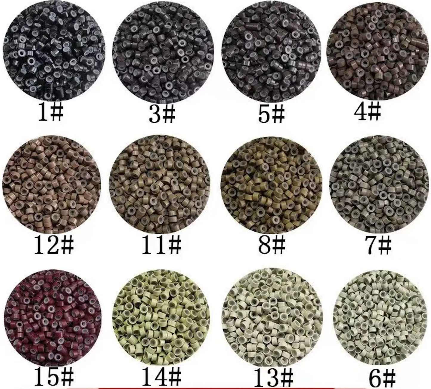 Nano Beads for Hair Extensions | Plastic Shell + Silicone Lining | 50–1000pcs | 12 Colors | 5.0mm Micro Rings
