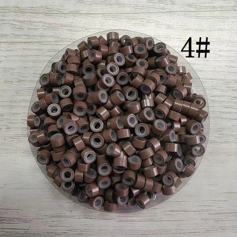 Nano Beads for Hair Extensions | Plastic Shell + Silicone Lining | 50–1000pcs | 12 Colors | 5.0mm Micro Rings