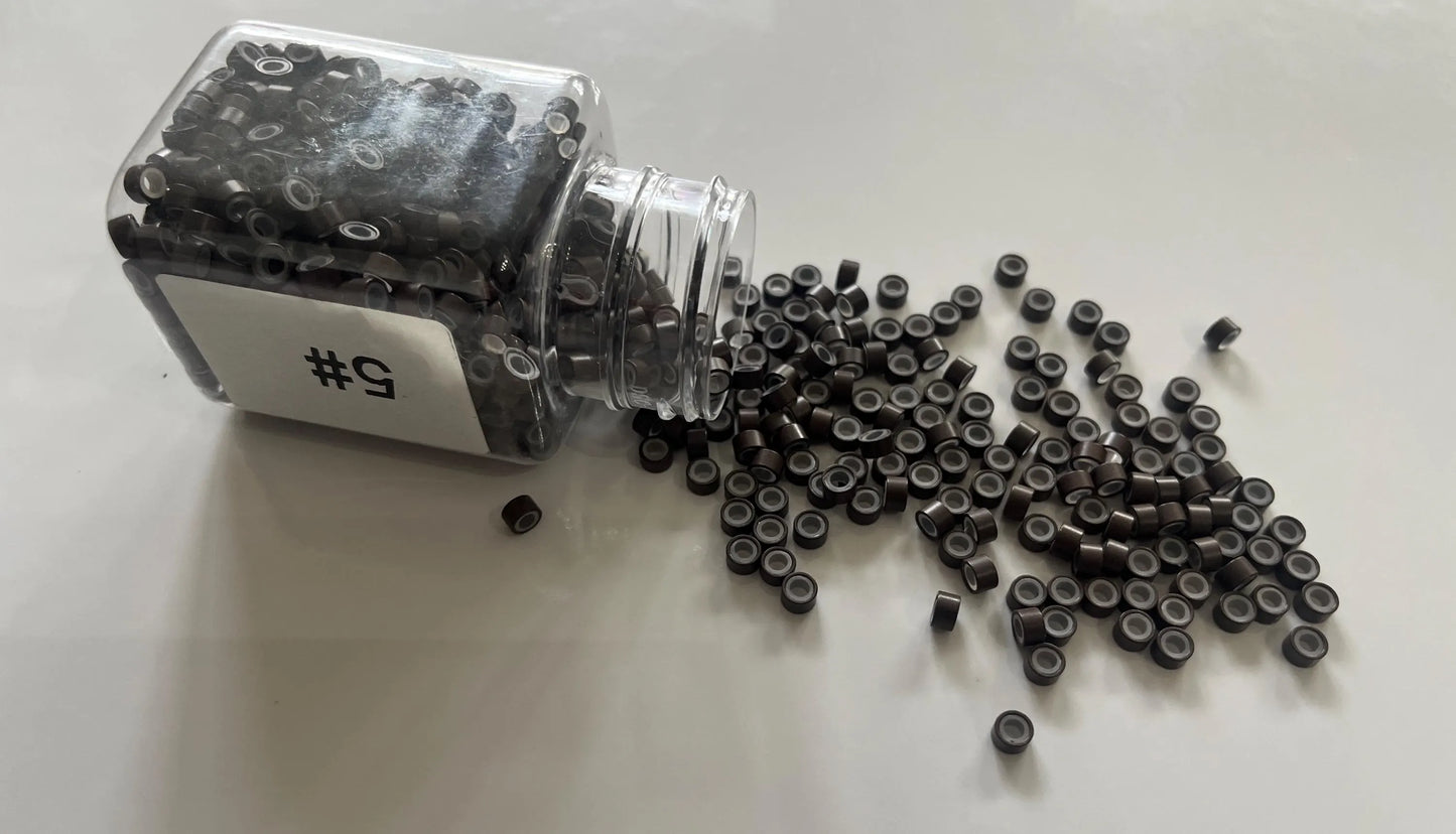 Nano Beads for Hair Extensions | Plastic Shell + Silicone Lining | 50–1000pcs | 12 Colors | 5.0mm Micro Rings