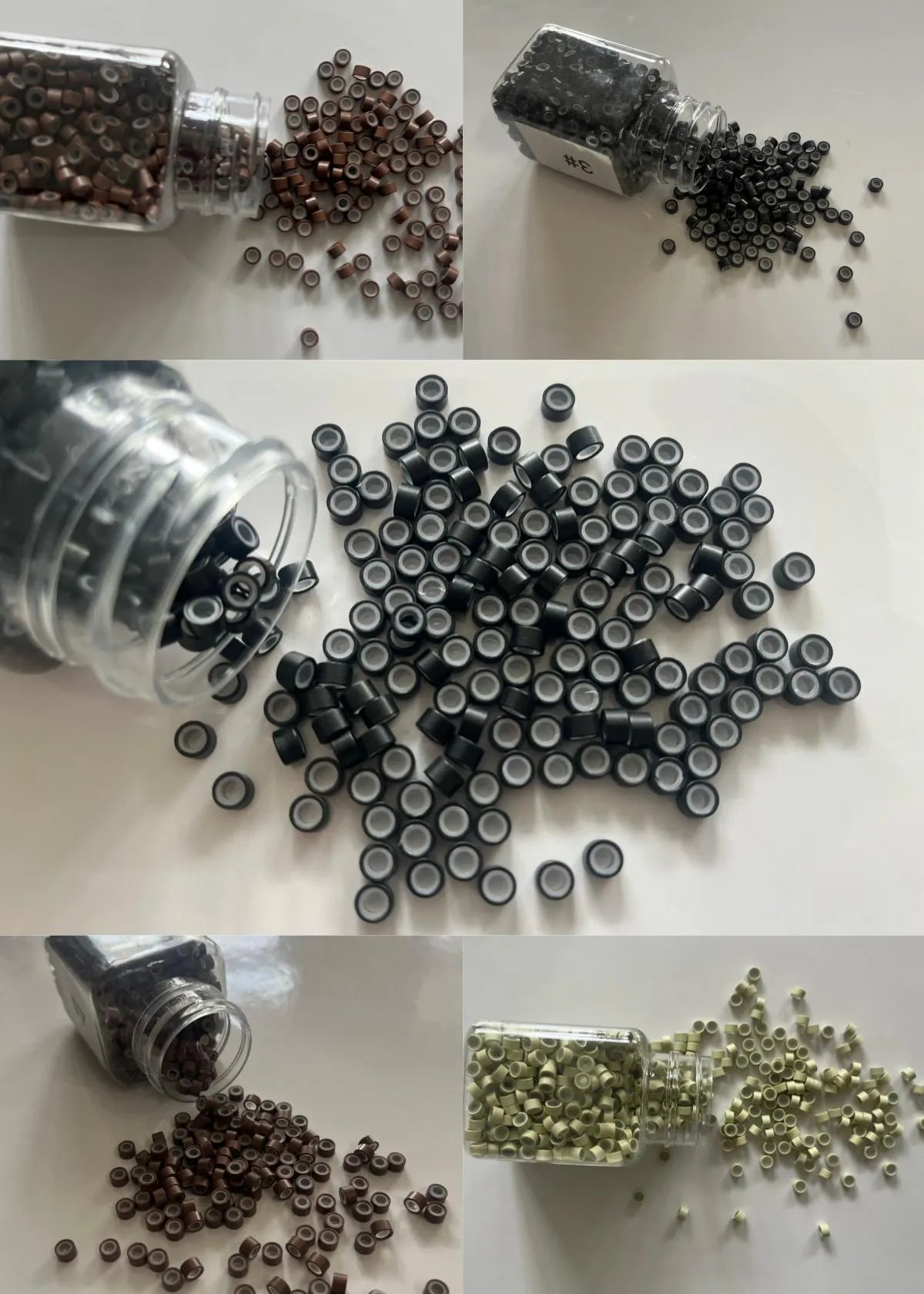 Nano Beads for Hair Extensions | Plastic Shell + Silicone Lining | 50–1000pcs | 12 Colors | 5.0mm Micro Rings
