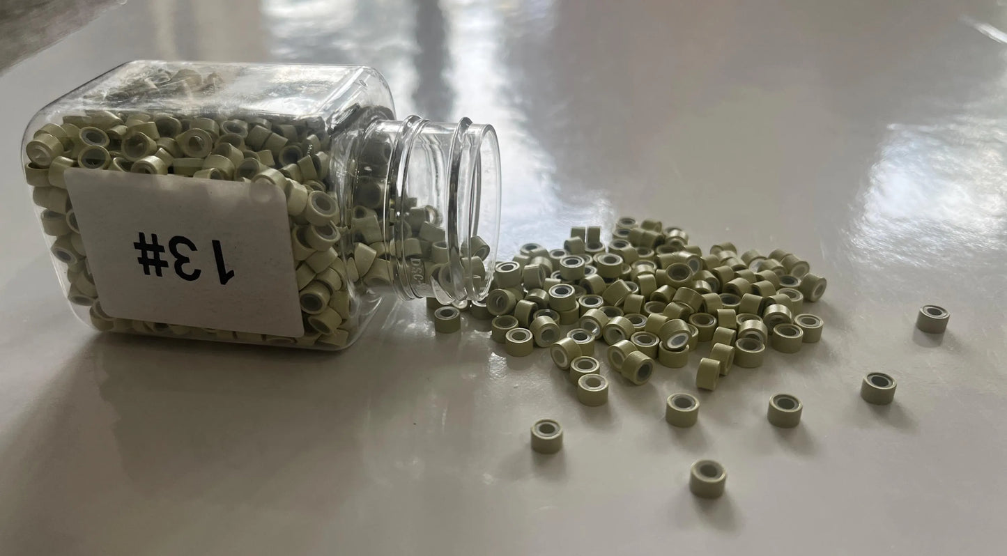 Nano Beads for Hair Extensions | Plastic Shell + Silicone Lining | 50–1000pcs | 12 Colors | 5.0mm Micro Rings