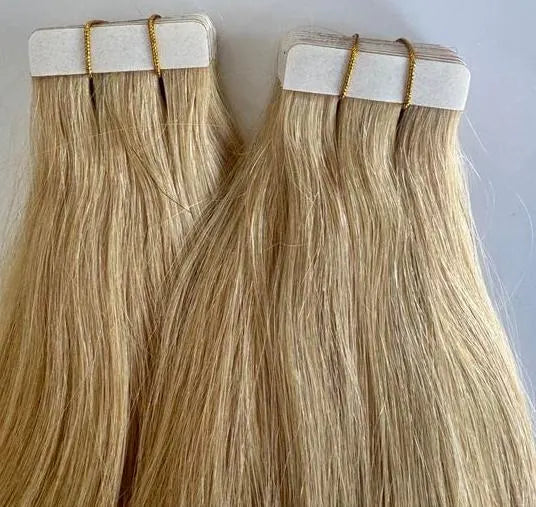 Blonde #613 Tape-In Hair Extensions – 100% Remy Human Hair | 50g Pack | 10''–30'' | Reusable | Ships from Canada