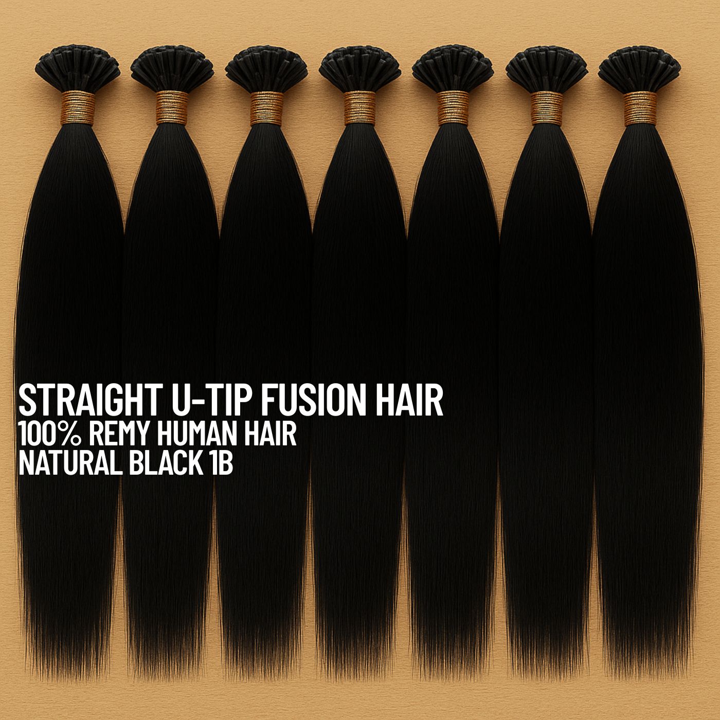 Natural Black #1B Straight U Tip Fusion Hair Extensions – 100% Remy Human Hair | 100g Pack | 10''–30'' | Reusable | Ships from Canada