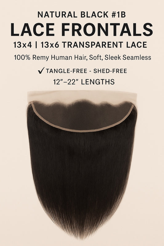 Natural Black #1B Straight Lace Frontal – 13x4 & 13x6 Transparent Lace | 100% Remy Human Hair | 12''–22'' | Seamless Hairline | Ships from Canada