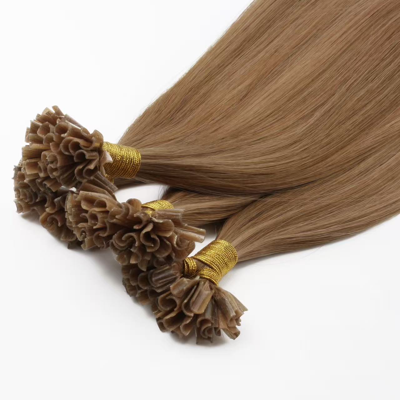 Premium Double Drawn Light Brown to Honey Blonde Highlight U-Tip Fusion Hair – 100% Remy Human Hair #6/#16 (30/70)  | 50g Pack | 20’’ | Thick Ends | Reusable