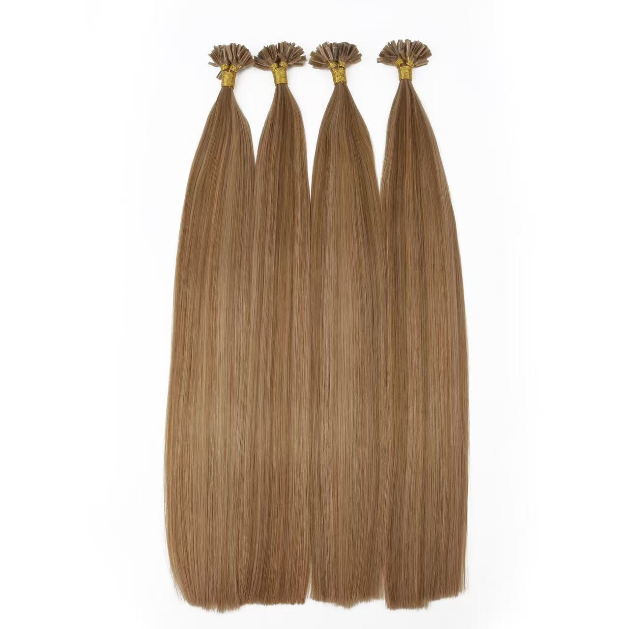 Premium Double Drawn Light Brown to Honey Blonde Highlight U-Tip Fusion Hair – 100% Remy Human Hair #6/#16 (30/70)  | 50g Pack | 20’’ | Thick Ends | Reusable