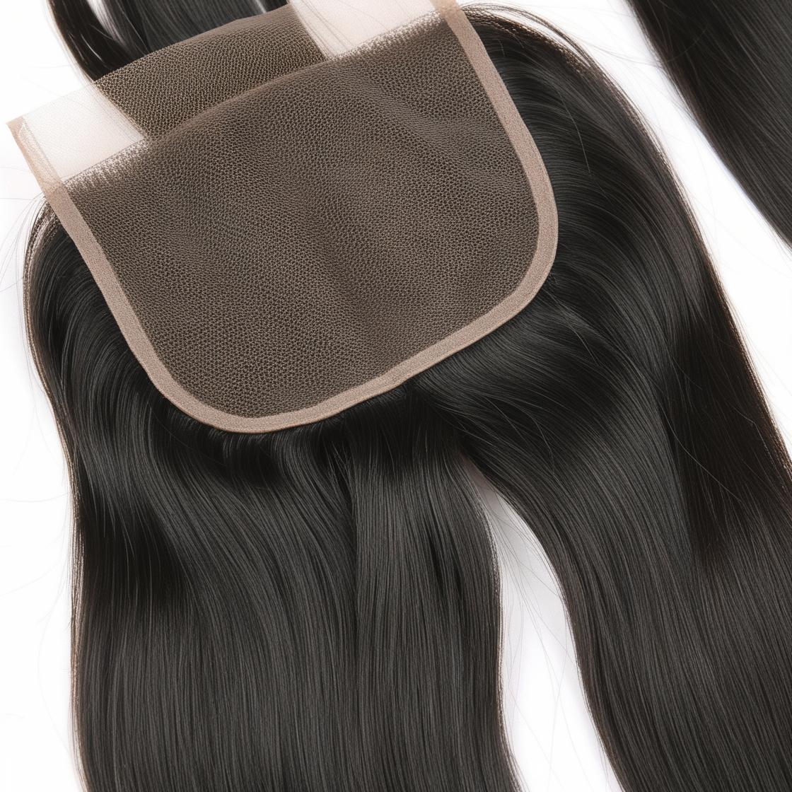 Natural Black #1B Straight Lace Closure – 4x4 | 5x5 | 6x6 Transparent Lace | 100% Remy Human Hair | 10''–30'' | Freestyle Parting | Ships from Canada