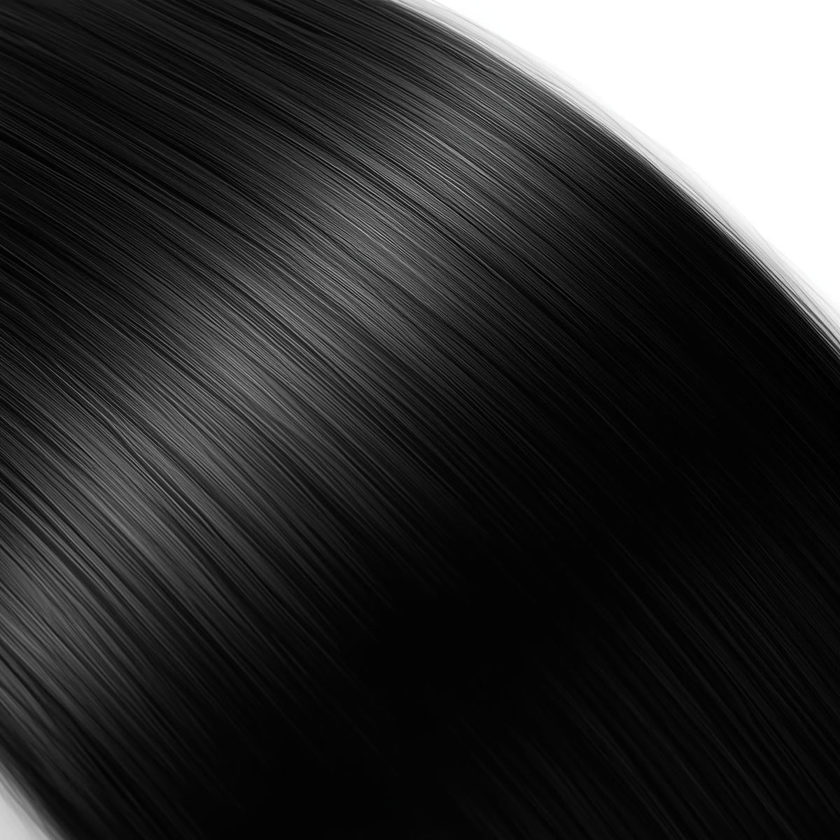 Jet Black #1 Tape-In Hair Extensions – 100% Remy Human Hair | 20 Tapes (50g) | 10’’–30’’ | Reusable