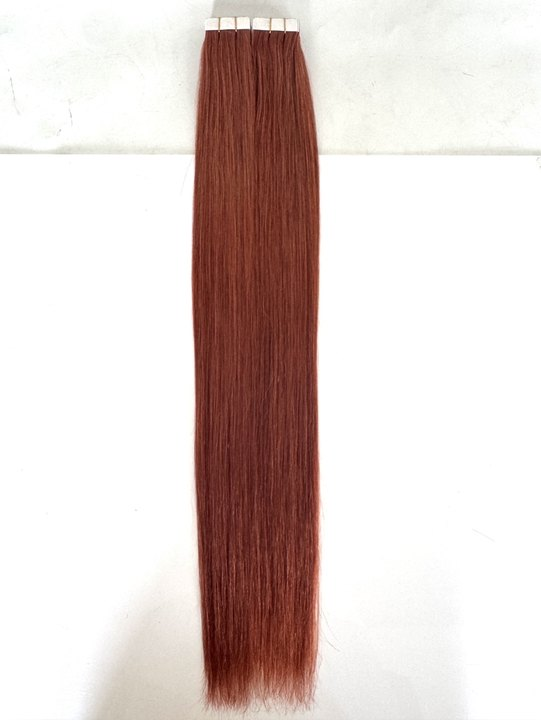 Copper Red #350 Tape-In Hair Extensions – 100% Remy Human Hair | 50g Pack | 10''–30'' | Reusable | Ships from Canada