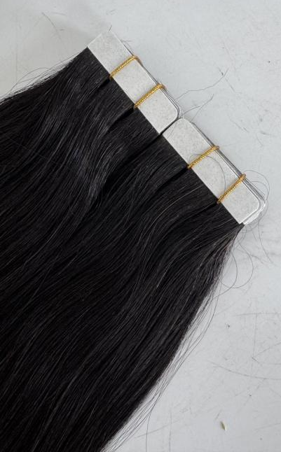 Natural Black #1B Tape-In Hair Extensions – Seamless Blend, Full Volume, Salon Quality