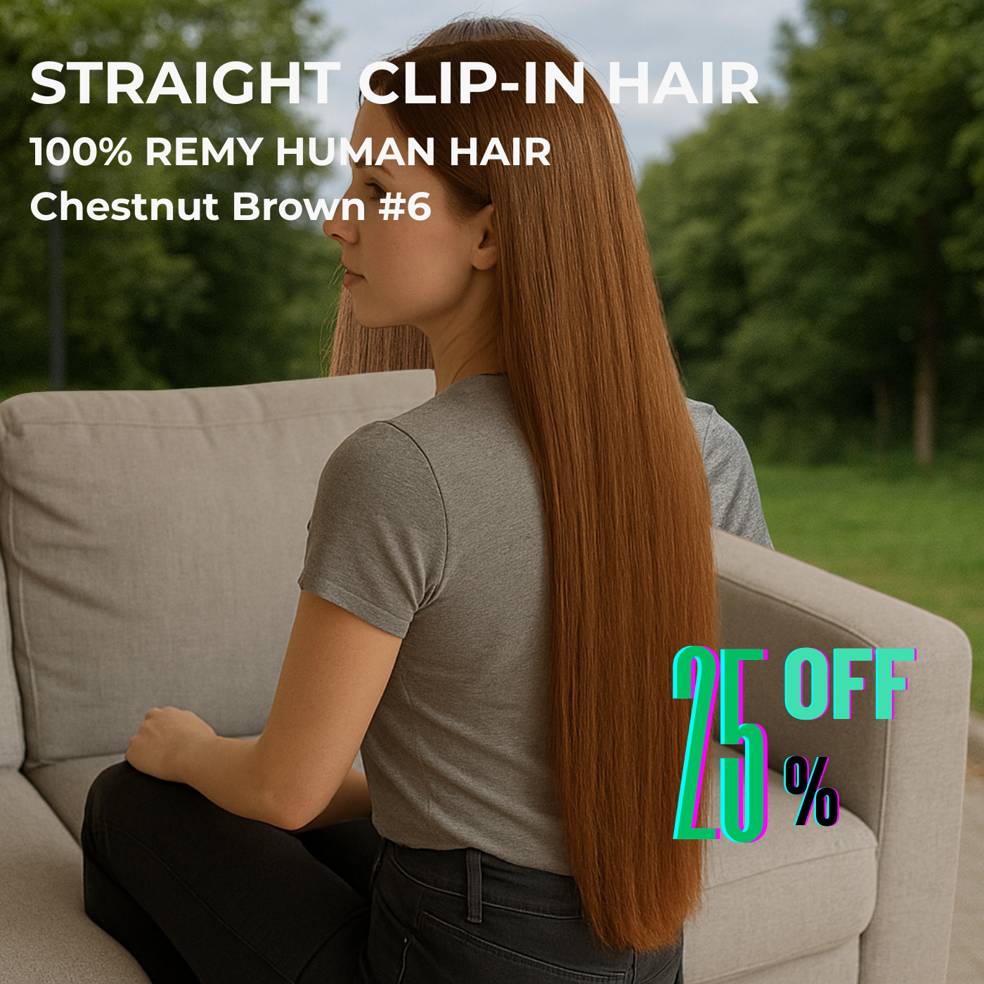 Chestnut Brown #6 Straight Clip-In Hair Extensions – 100% Remy Human Hair | 100g/120g Pack | 10''–30'' | 8pcs, 18 Clips | Reusable | Ships from Canada