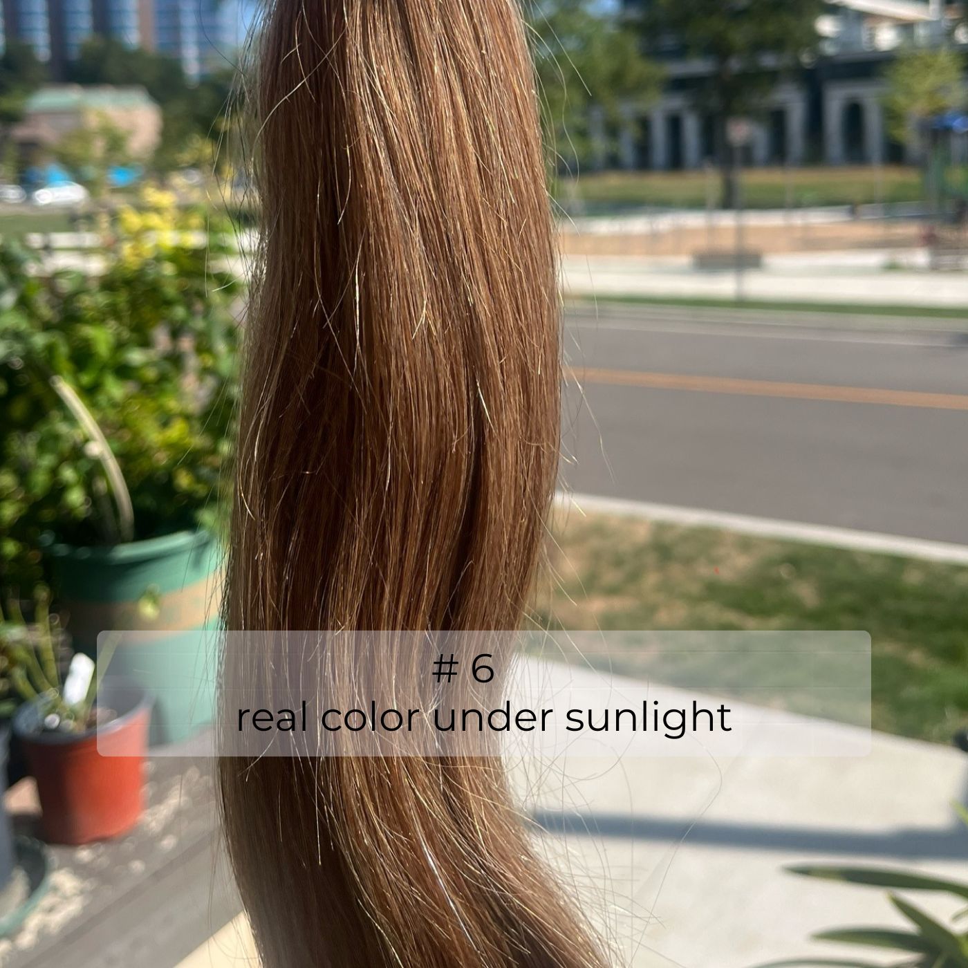Chestnut Brown #6 Straight Human Hair Extensions in Natural Sunlight Nano Beads