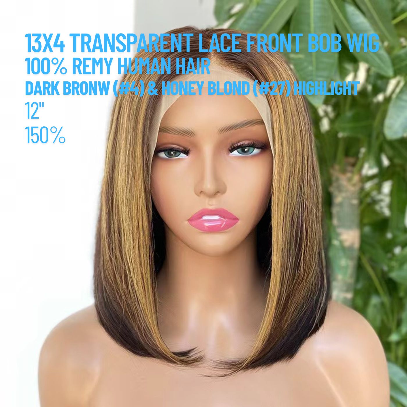 brown blonde highlight bob wig lace front human hair CND Dream House