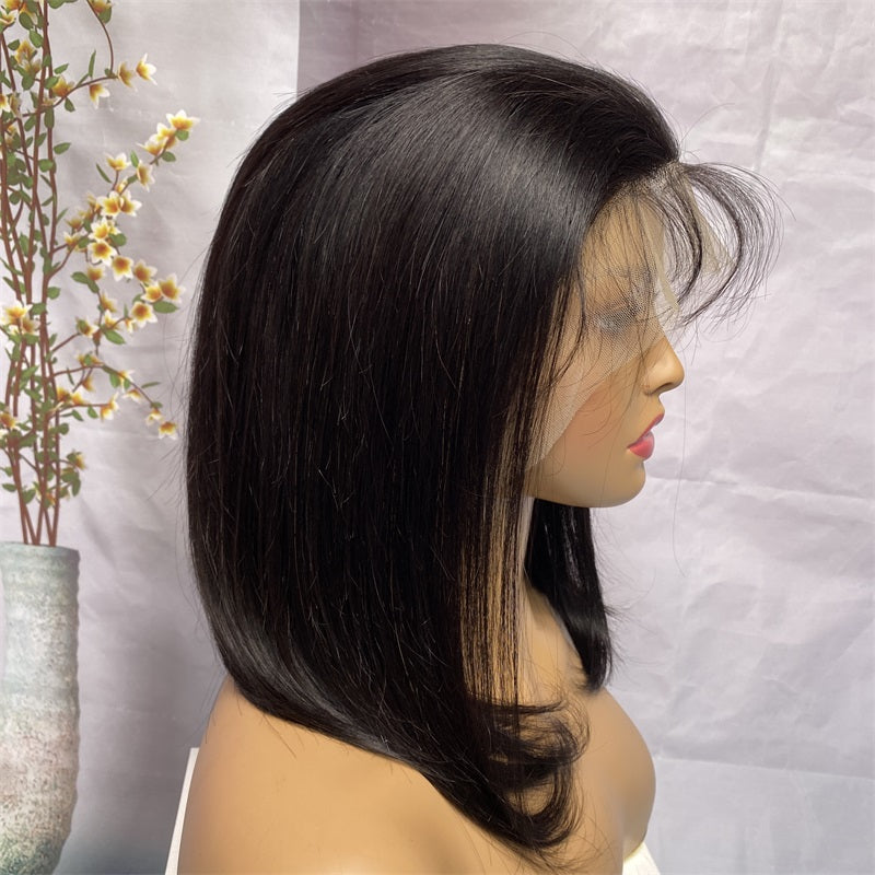 13x4 Transparent Lace Bob Wig – Straight | 100% Human Hair | Natural Black & #613 | 12’’–14’’