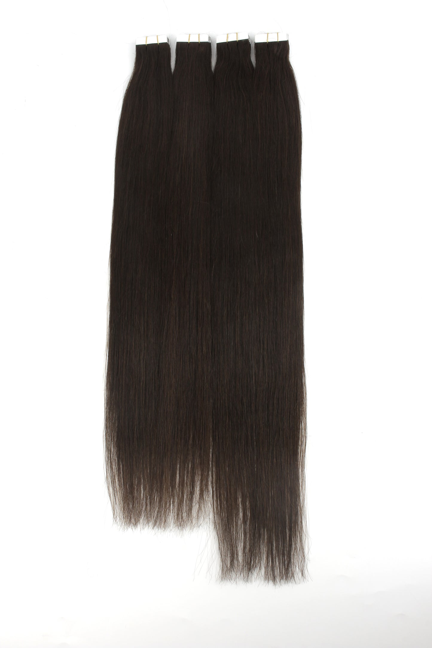 Deep Dark Brown #2 Straight Tape-In Hair Extensions – 100% Remy Human Hair | 50g Pack | 10''–30'' | Reusable | Ships from Canada