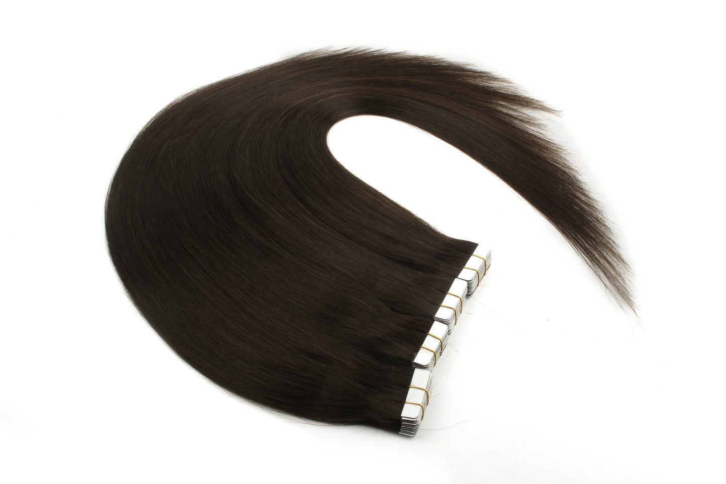 Deep Dark Brown #2 Straight Tape-In Hair Extensions – 100% Remy Human Hair | 50g Pack | 10''–30'' | Reusable | Ships from Canada