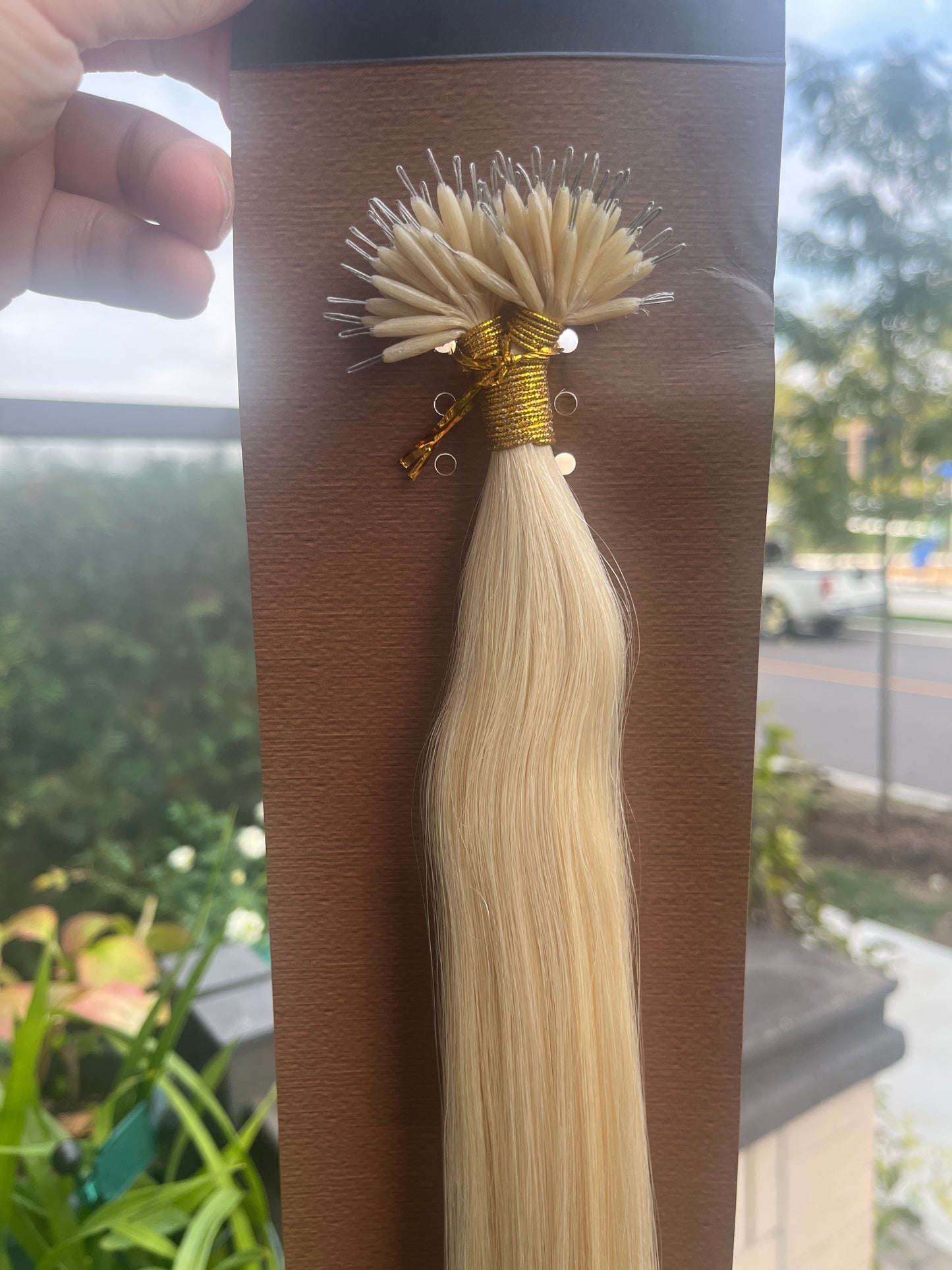 Premium Double Drawn Golden Blonde #613 Straight Nano Beads Hair Extensions – 100% Remy Human Hair | 50g Pack | 26’’ | Thick Ends | Reusable