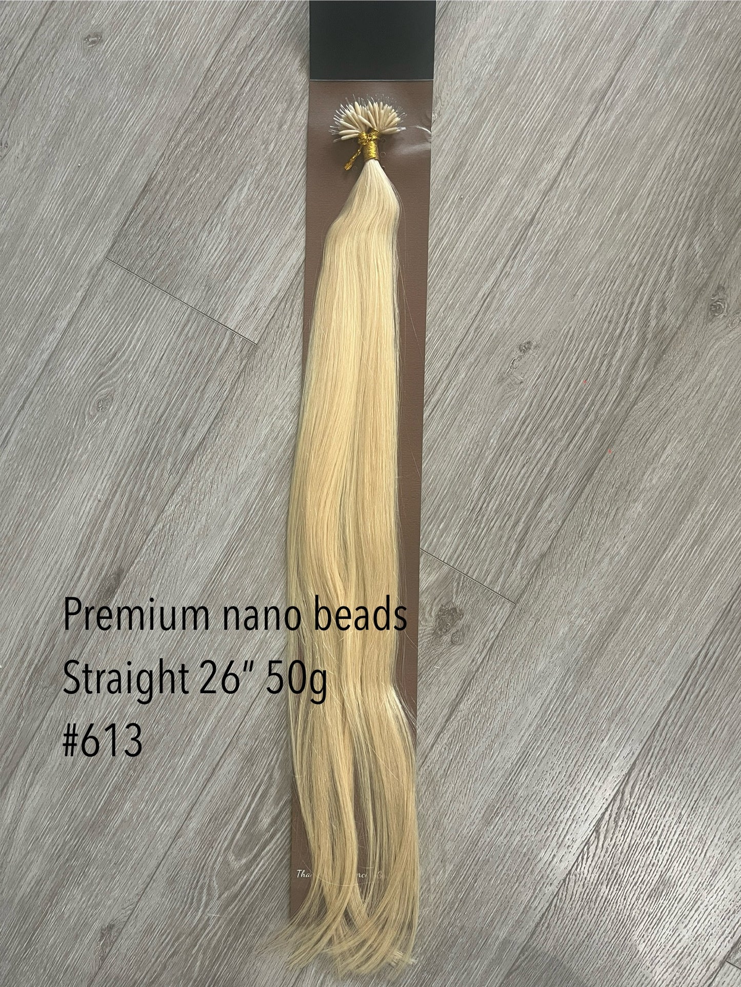Premium Double Drawn Golden Blonde #613 Straight Nano Beads Hair Extensions – 100% Remy Human Hair | 50g Pack | 26’’ | Thick Ends | Reusable