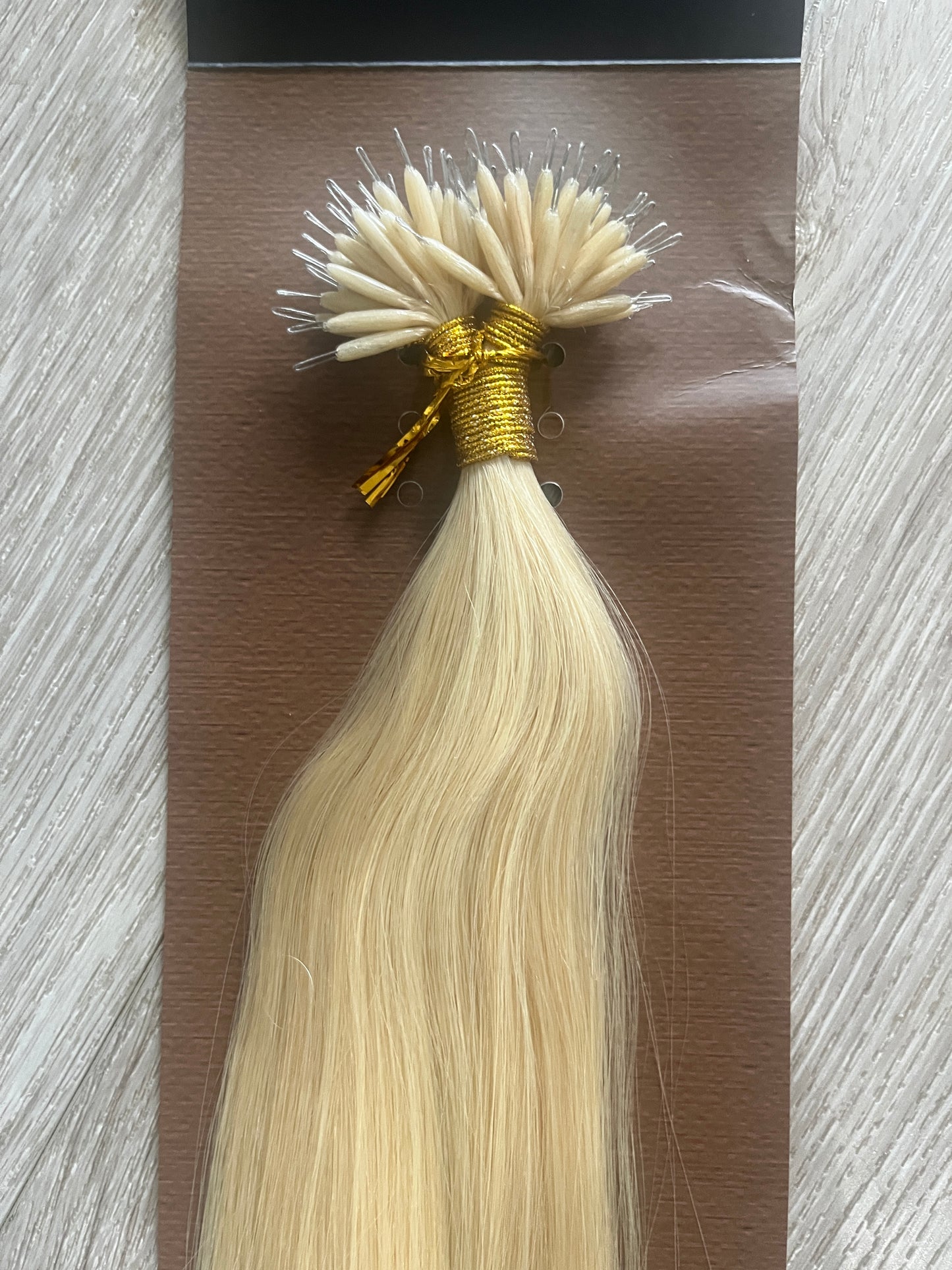 Premium Double Drawn Golden Blonde #613 Straight Nano Beads Hair Extensions – 100% Remy Human Hair | 50g Pack | 26’’ | Thick Ends | Reusable