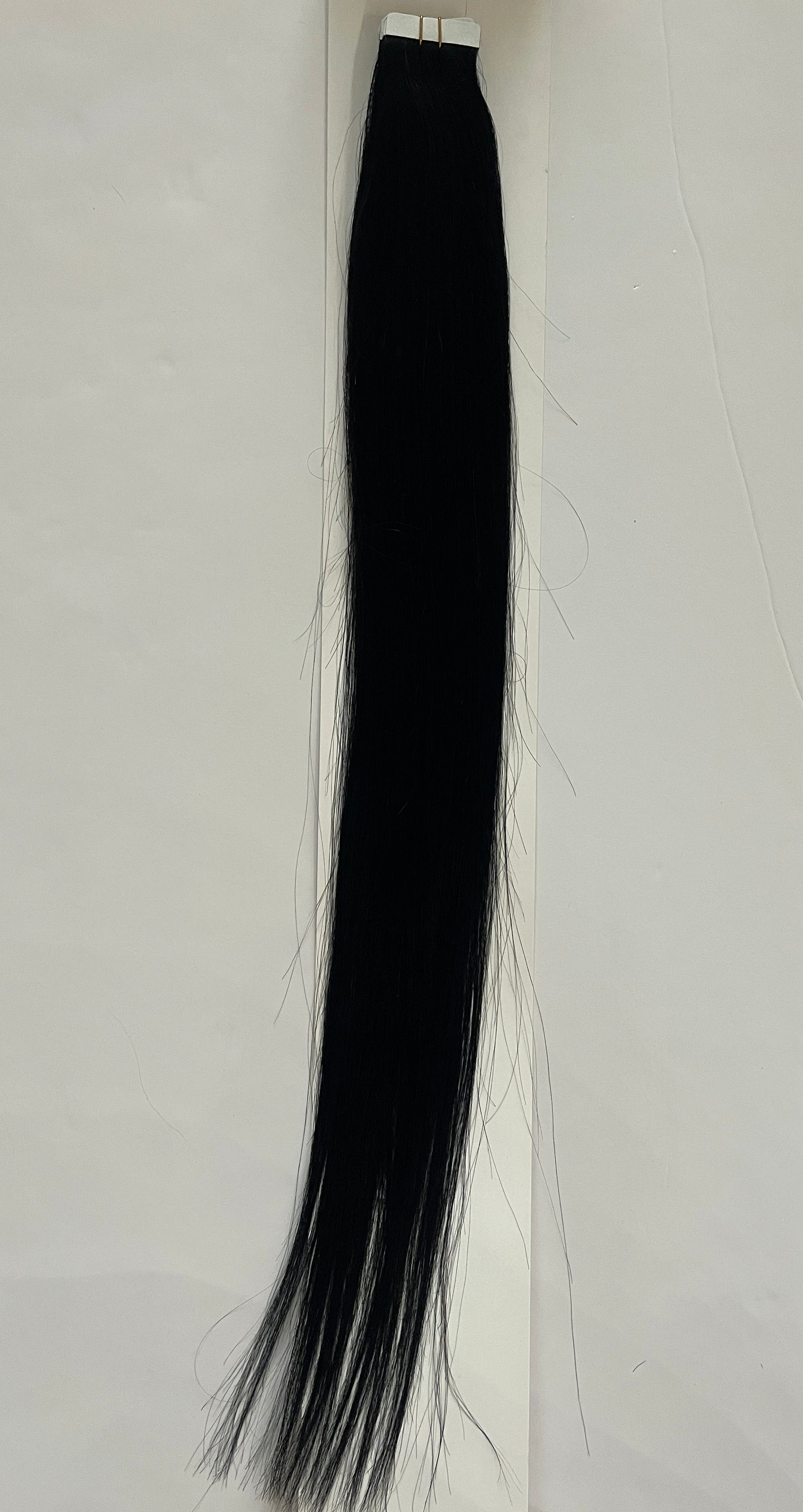 Jet Black #1 Tape-In Hair Extensions – 100% Remy Human Hair | 20 Tapes (50g) | 10’’–30’’ | Reusable