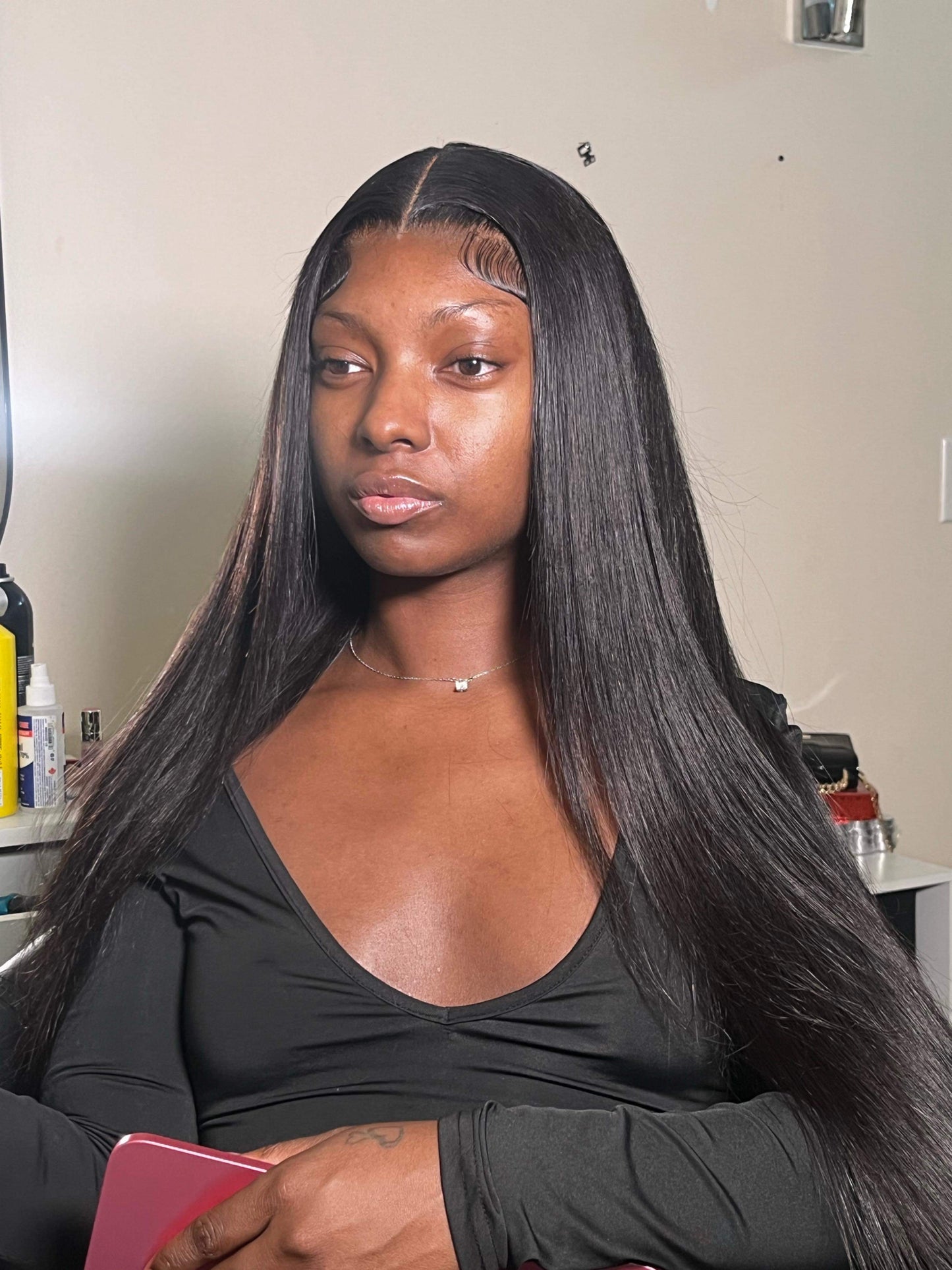 Natural Black Straight Lace Front Wig – 100% Remy Human Hair | 13x4 Transparent Lace | 180% Density | 14''–28''