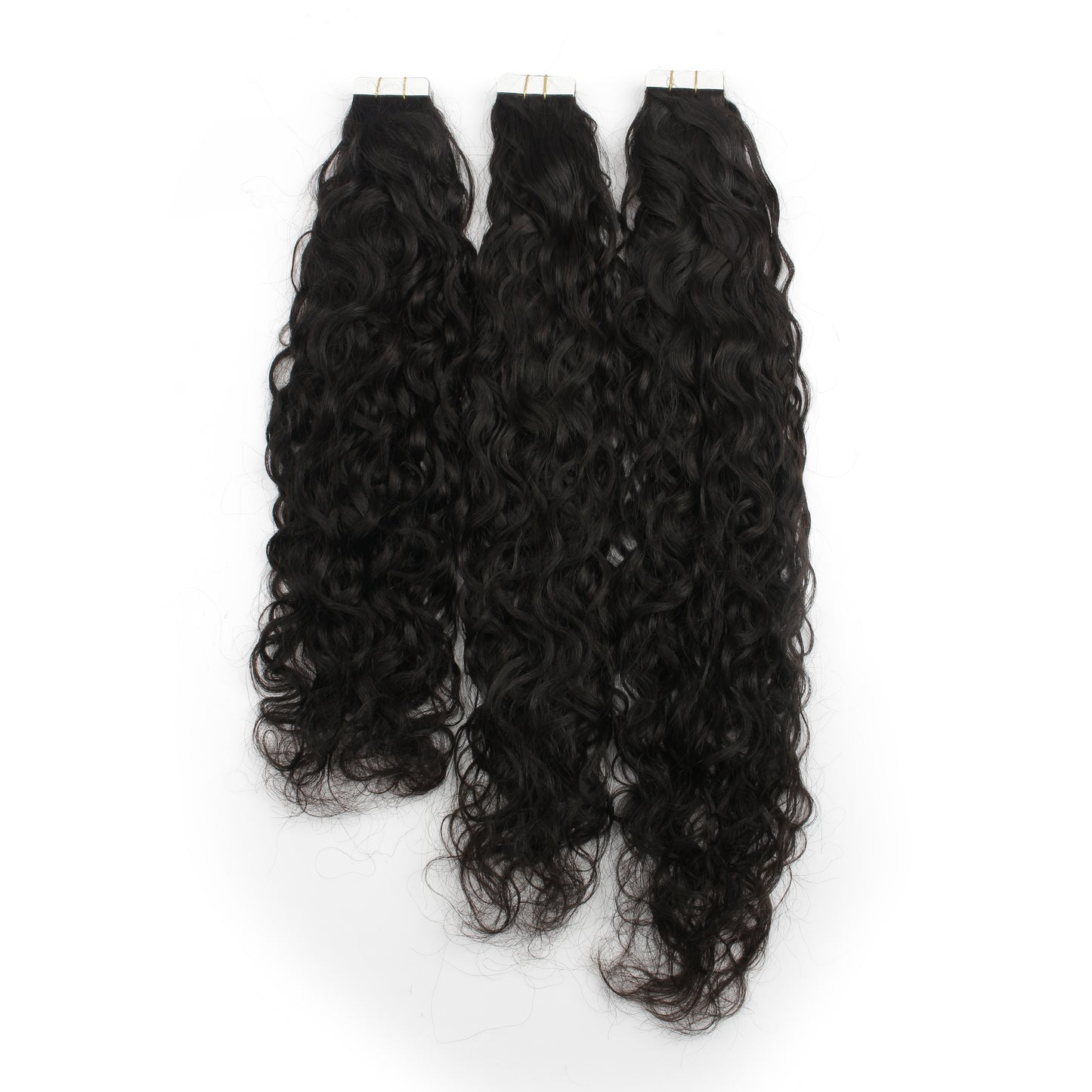 Natural Black #1B Curly 1 Tape-In Hair Extensions – 100% Remy Human Hair | 50g Pack | 10''–30'' | Reusable | Ships from Canada