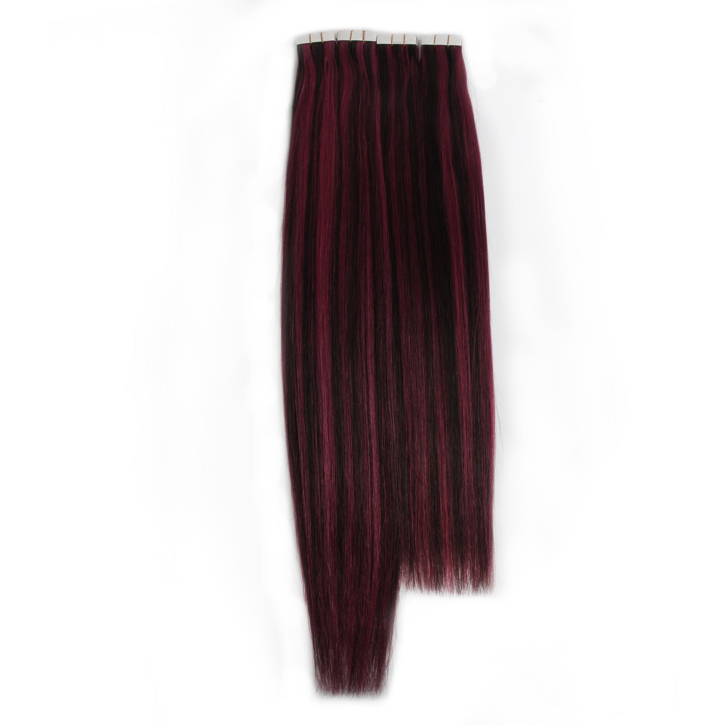 Natural Black & Burgundy #1B/Burgundy Tape-In Hair Extensions – 100% Remy Human Hair | 50g Pack | 10''–30'' | Reusable | Ships from Canada