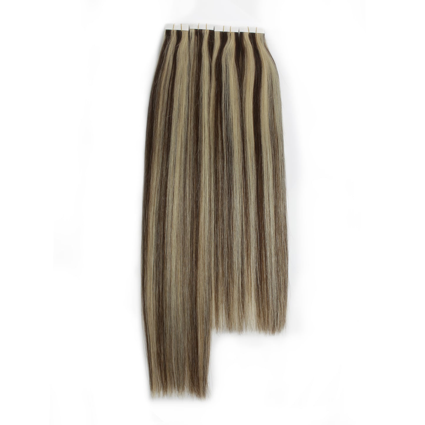 Dark Brown & Ash Blonde #4/#60 Tape-In Hair Extensions – 100% Remy Human Hair | 50g Pack | 10''–30'' | Reusable | Ships from Canada