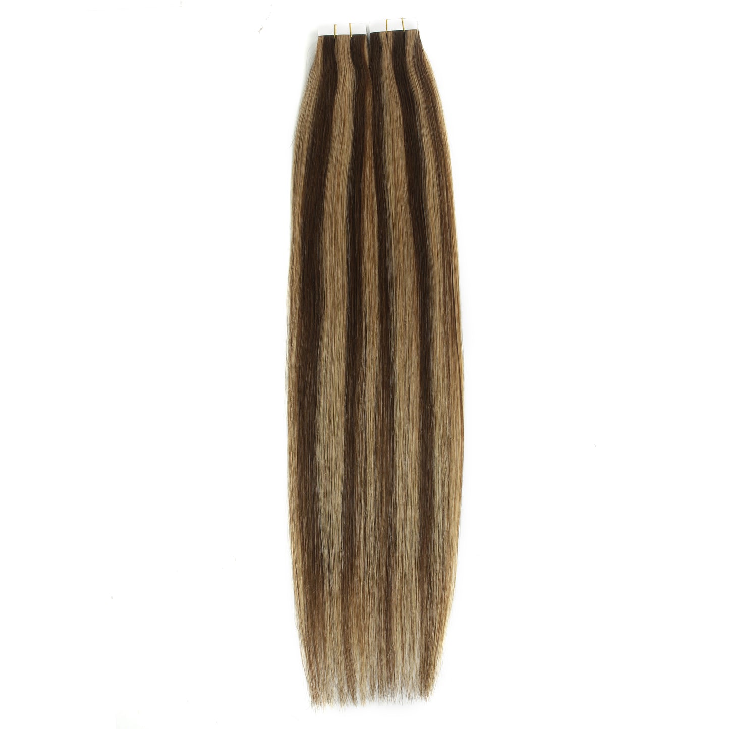 Dark Brown & Honey Blonde #4/#27 Tape-In Hair Extensions – 100% Remy Human Hair | 50g Pack | 10''–30'' | Reusable | Ships from Canada