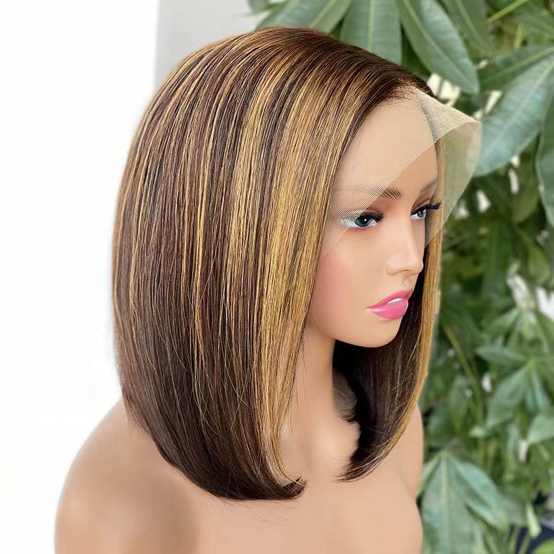 13x4 Transparent Lace Front Bob Wig – #4/#27 Highlight | 100% Human Hair