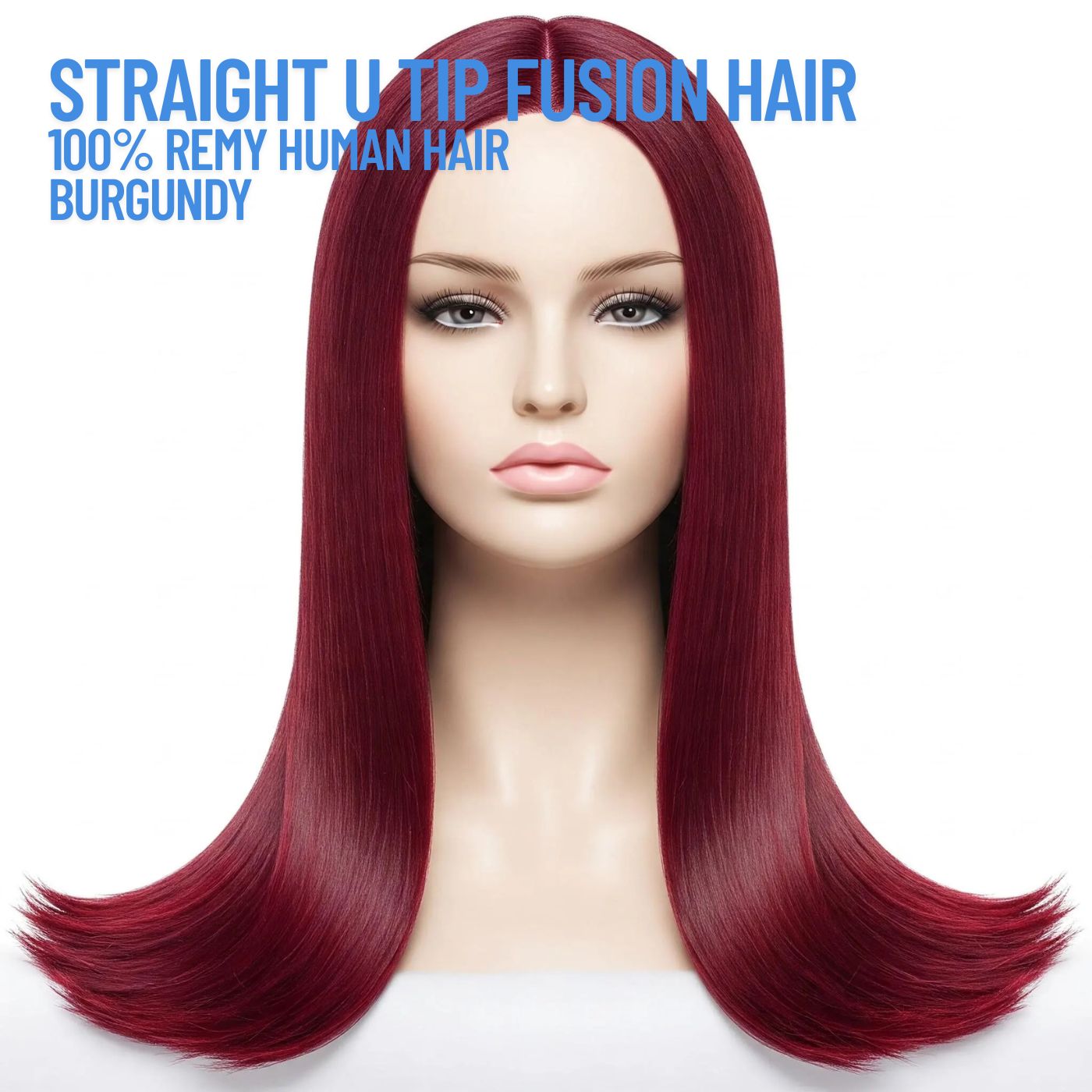Burgundy Straight U Tip Fusion Hair Extensions – 100% Remy Human Hair | 100g Pack | 10''–30'' | Reusable | Ships from Canada