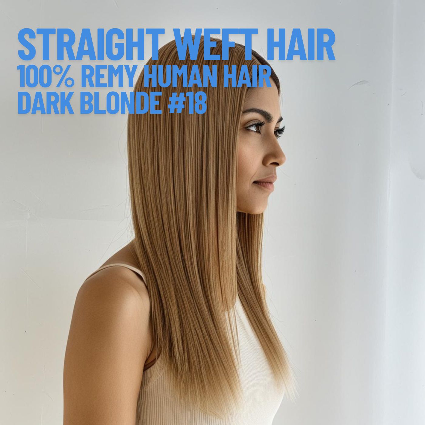 Dark Blonde #18 Straight Weft Hair Extensions – 100% Remy Human Hair | 100g Bundle | 10’’–30’’ | Sew-In & DIY | Reusable