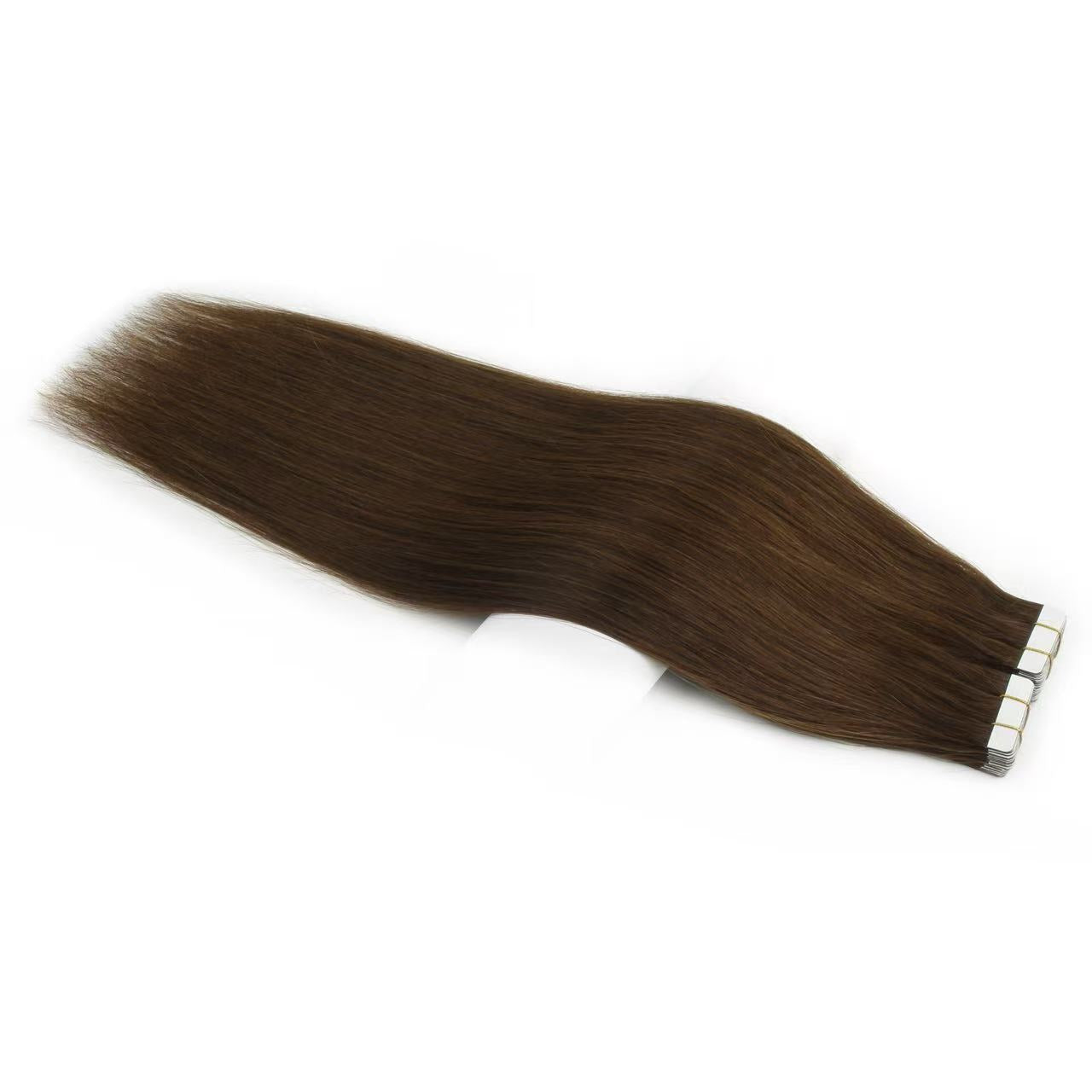 Dark Brown #4 Tape-In Hair Extensions – 100% Remy Human Hair | 50g Pack | 10''–30'' | Reusable | Ships from Canada