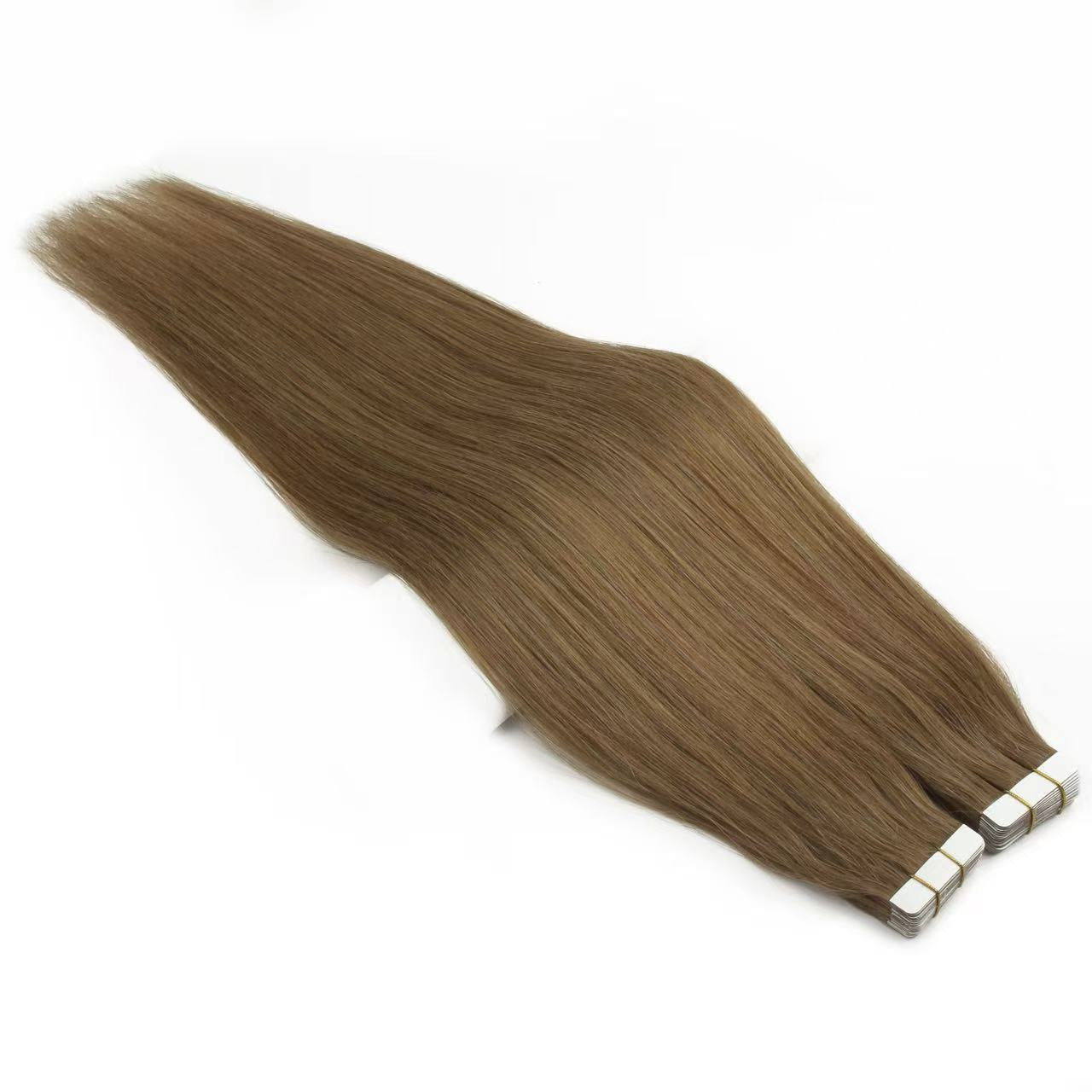 Chestnut Brown #6 Tape-In Hair Extensions – 100% Remy Human Hair | 50g Pack | 10''–30'' | Reusable | Ships from Canada